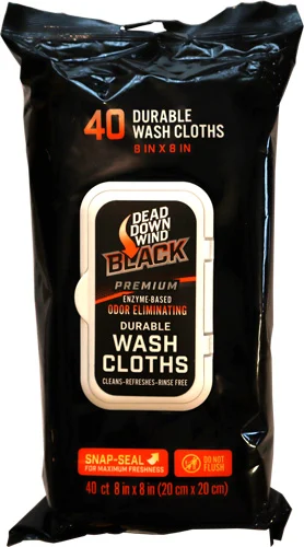 DDW BLACK PREMIUM WASH CLOTHS - 40CT
