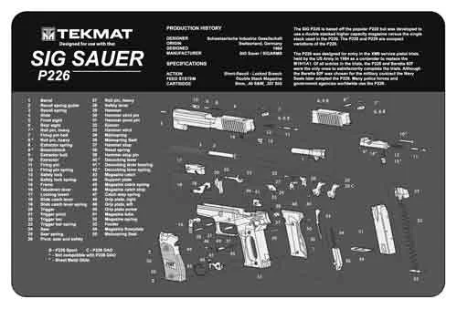 TEKMAT ARMORERS BENCH MAT - 11"x17" SIG SAUER 226 PISTOL