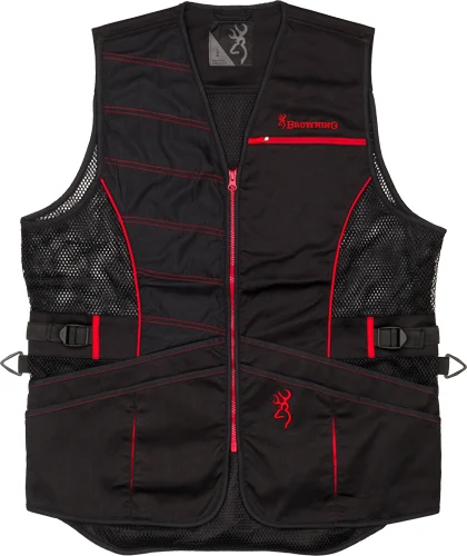 BROWNING ACE SHOOTING VEST - R-HAND 3XL BLACK/RED TRIM - Image 2