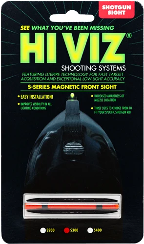 HIVIZ SHOTGUN FRONT SIGHT - MAGNETIC RIB .218-.328" RED