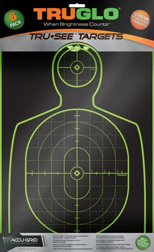 TRUGLO TRU-SEE REACTIVE TARGET - HANDGUNNER 12" X 18" 6-PACK
