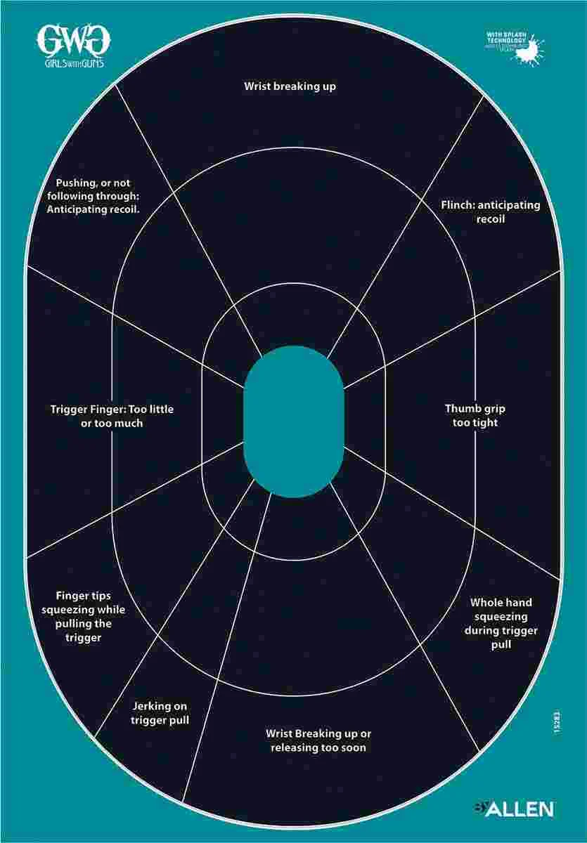 Allen Girls with Guns Splash Adhesive Oval Silhoutte Target 12x18 - 5/ct