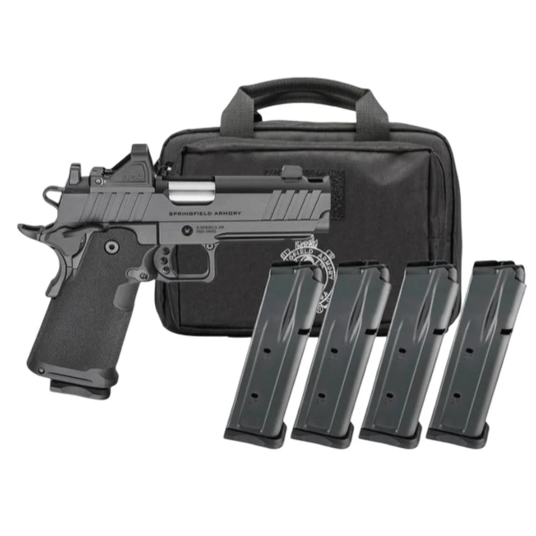 Springfield Armory Gear Pac 1911 DS Prodigy Compact Handgun 9mm Luger 15rd Magazines (4) 3.5" Barrel Black Viridian Green Dot Bag