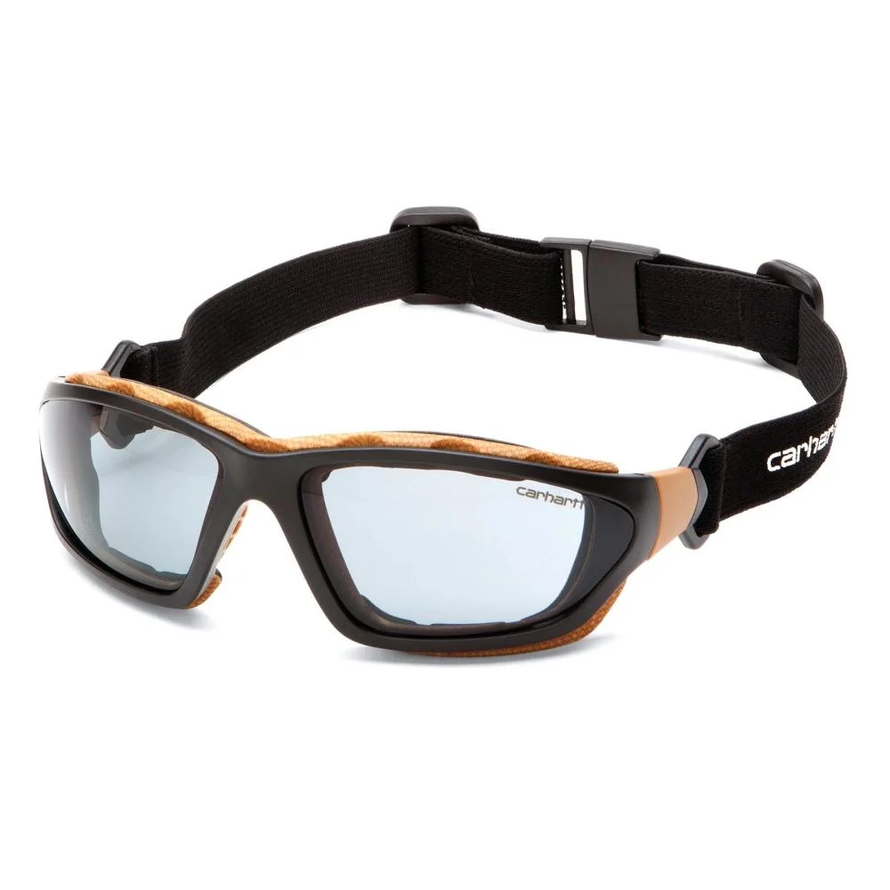Pyramex Carhartt Carthage Shooting Glasses Black and Tan with Grey Anti-Fog Lens